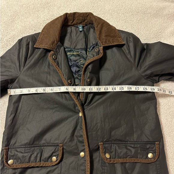 Lauren Ralph Lauren Black Waxed Canvas Barn Jacket Chore Coat Quilted Plaid VTG - Picture 5 of 12